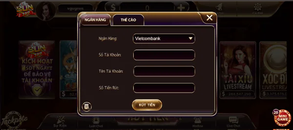 Rút tiền qua ATM Sun789 đơn giản, nhanh chóng