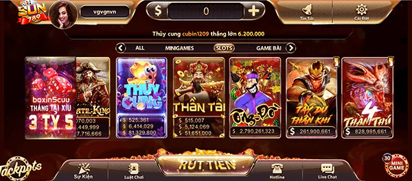 Slot game Sun789 sôi động, đa dạng sắc màu